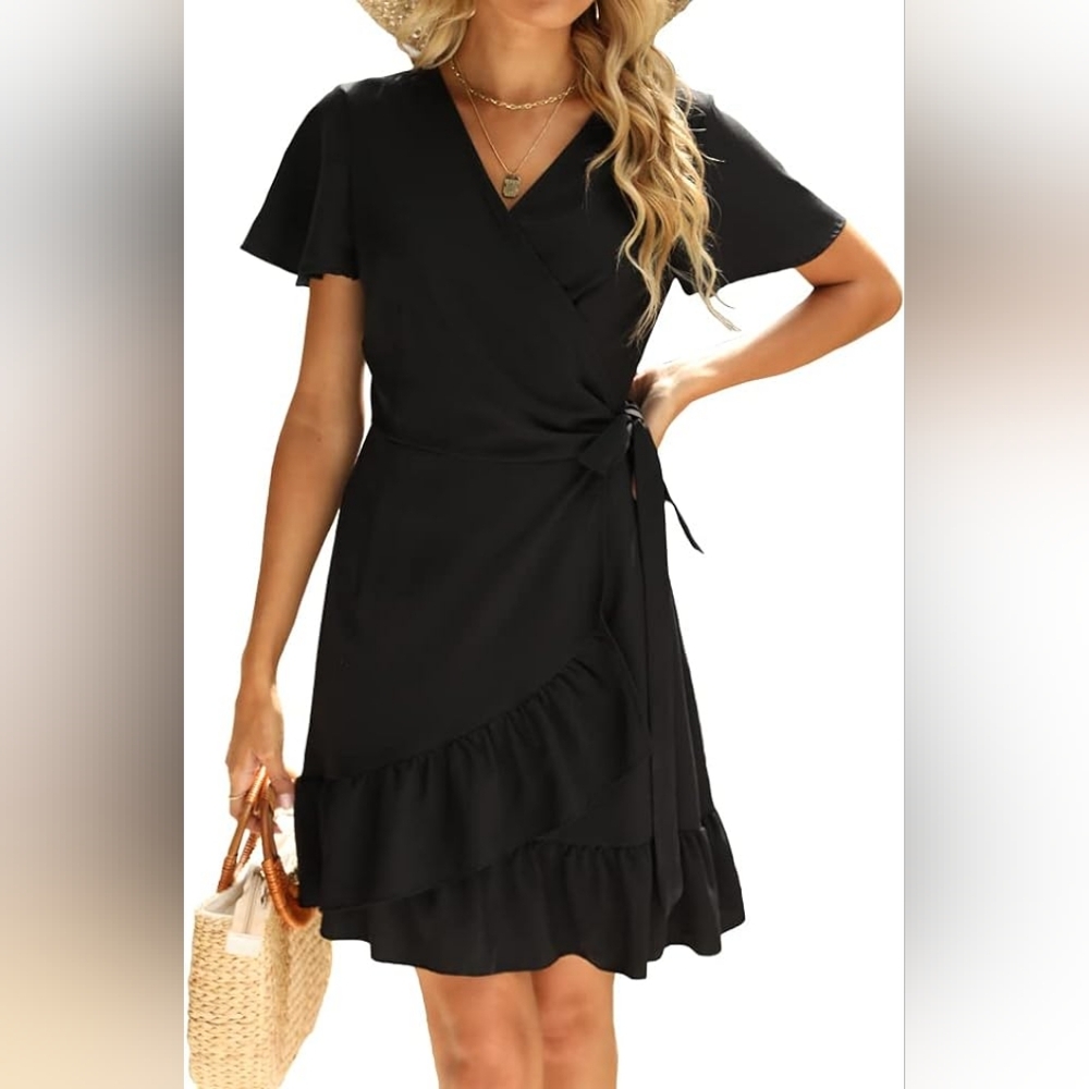 GREEN Ruffle Wrap Dress